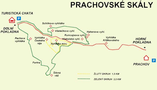 Prachovsk skly - mapa